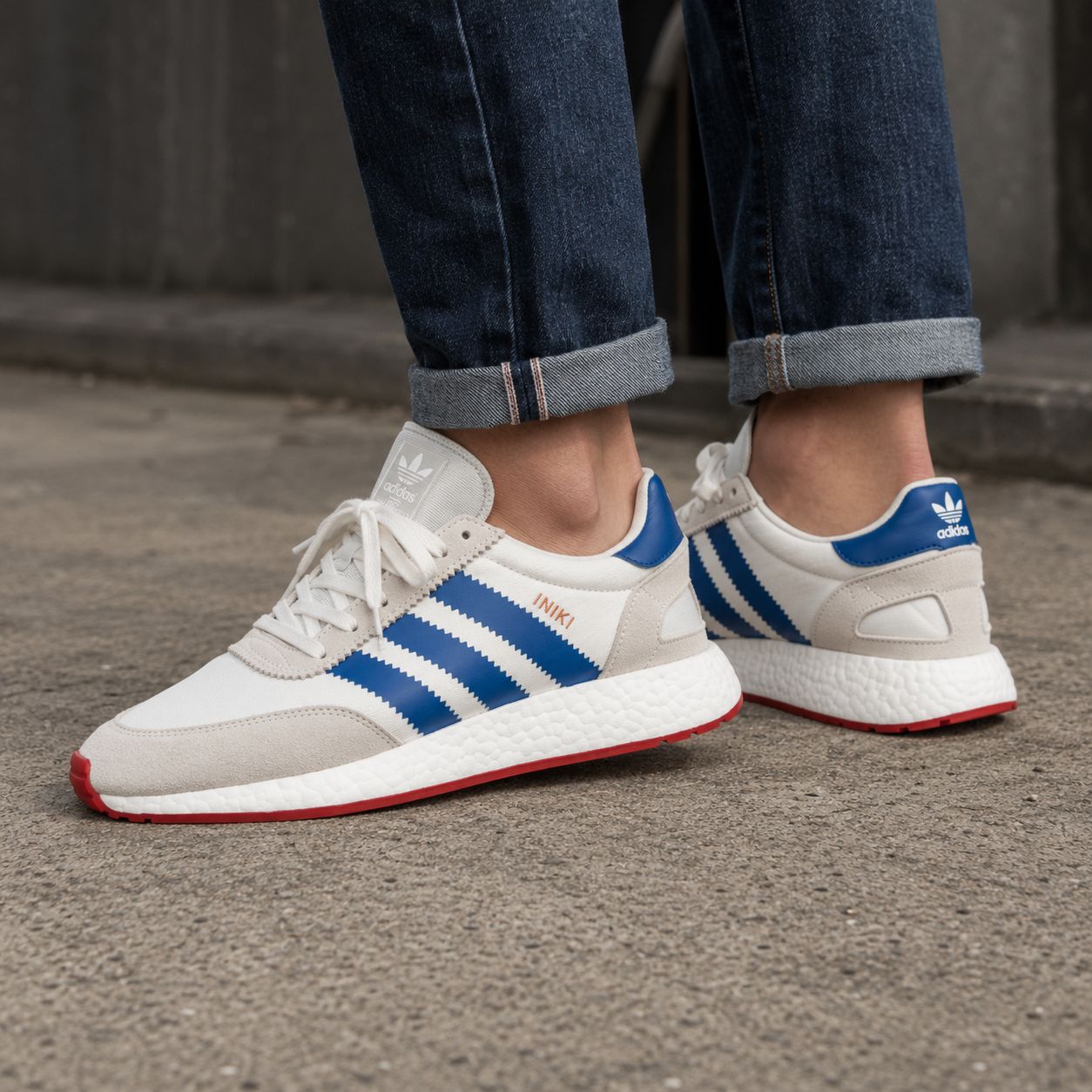 ADIDAS INIKI  | WHITE BLUE RED