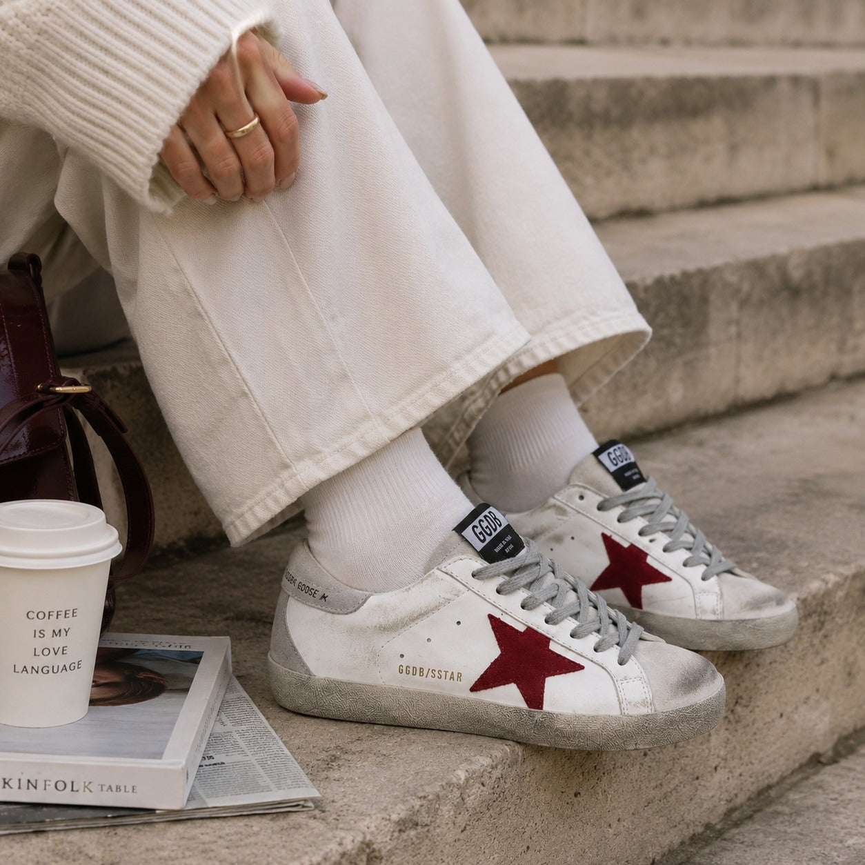 GOLDEN GOOSE SUPERSTAR |  WHITE RED
